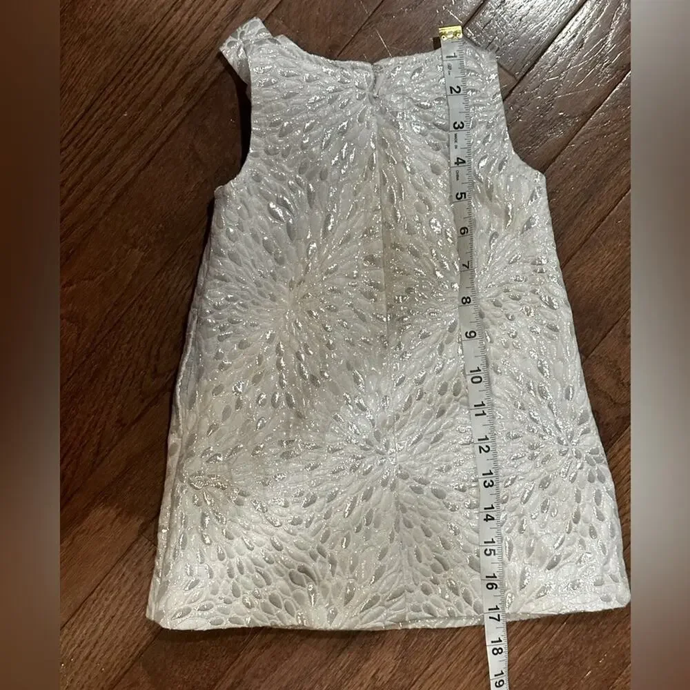 Baby Gap  12-18 Months WHITE & SILVER SLEEVELESS Floral Shimmer Dress | EUC